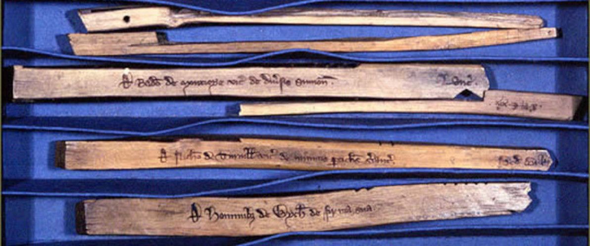 Thirteenth century English tally sticks.