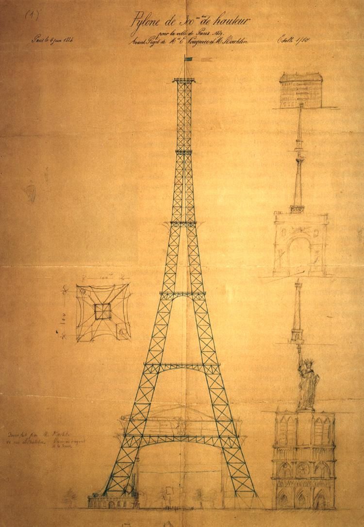 Koechlin's first draft of the Eiffel Tower.