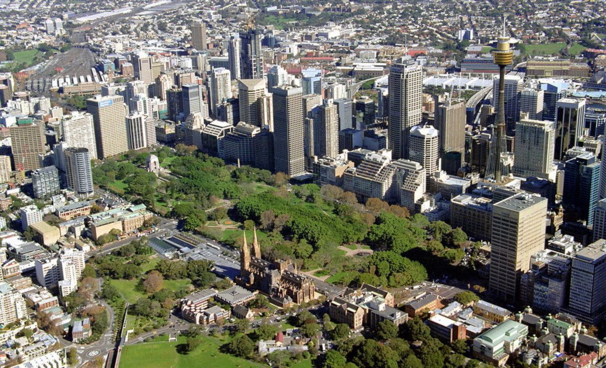 Expansive view looking south-west upon Hyde Park.