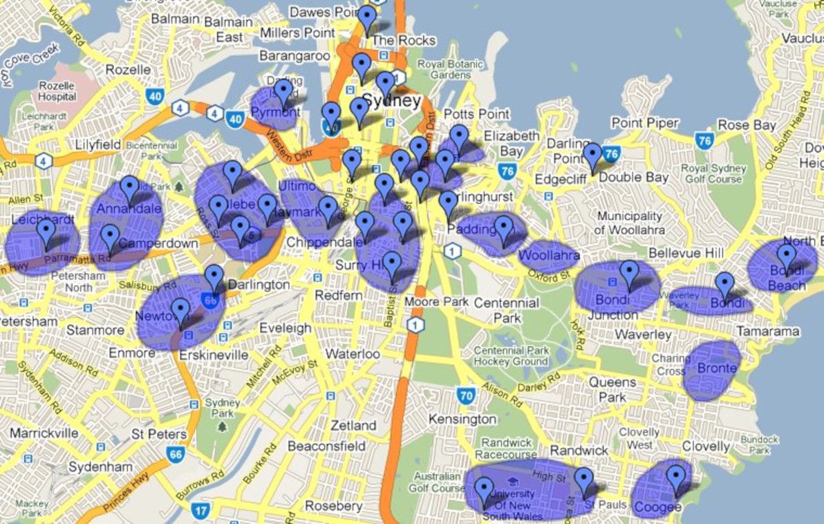 Map of non-Shelbyville Sydney