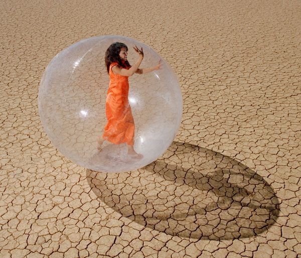Child in a bubble.