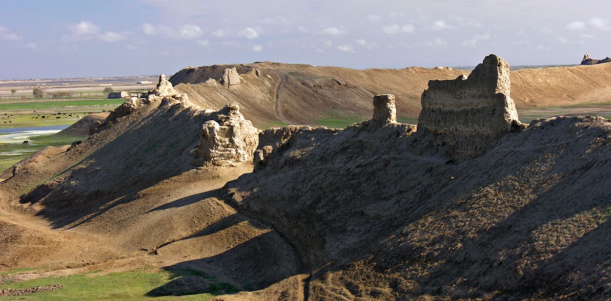 The formidable walls surrounding the ruins of Bactra, adjacent to modern-day Balkh.