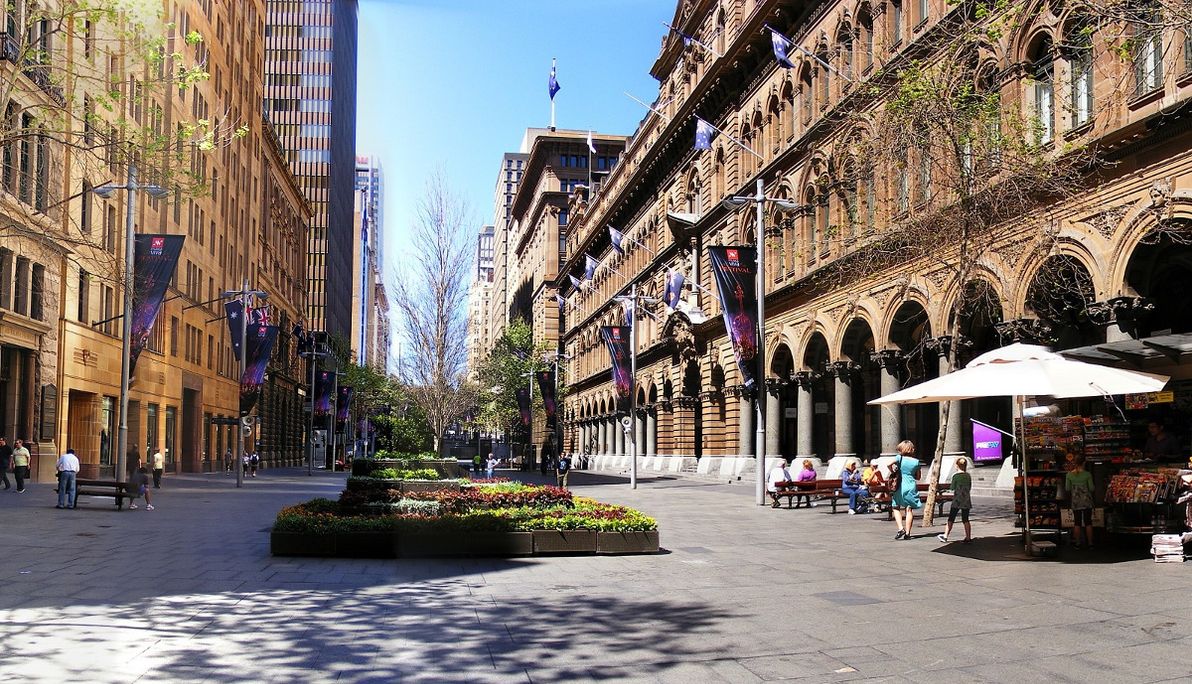 Martin Place from the western end, as it looks today.