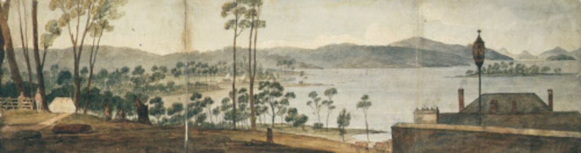 Port Stephens looking East, Tahlee in foreground, Augustus Earle, ca 1827.