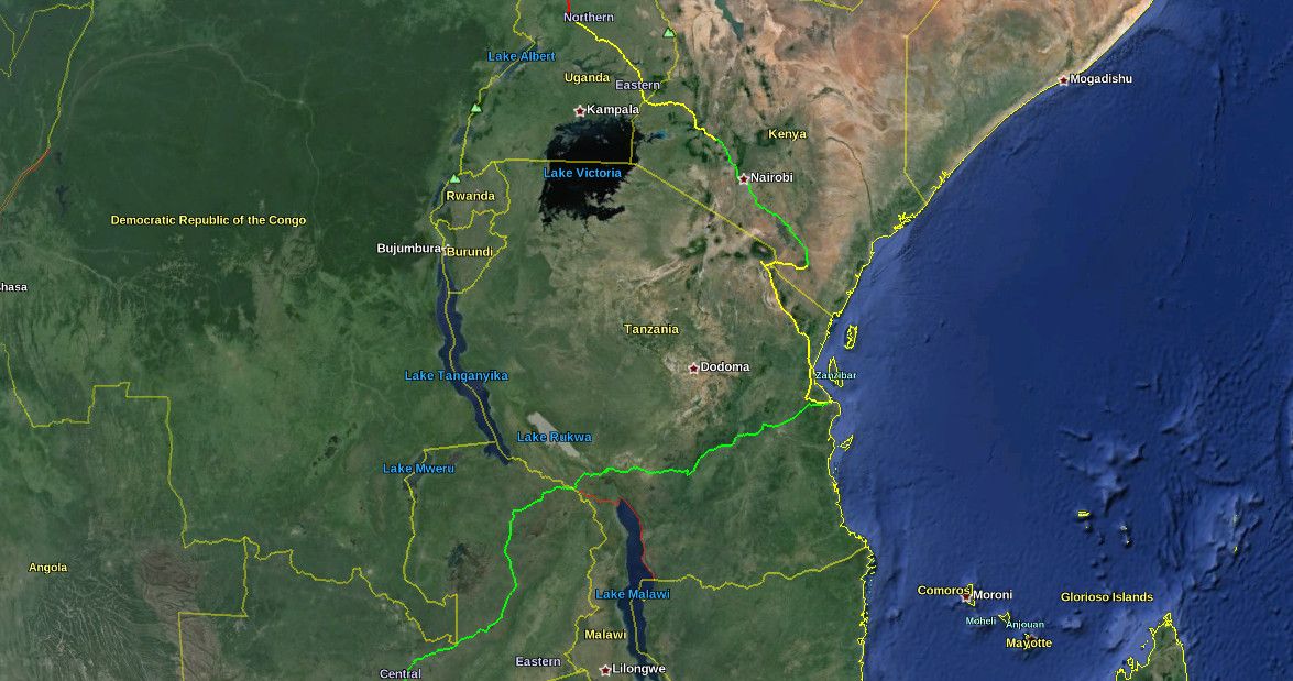 Eastern section of the Cape to Cairo Railway: Kapiri Mposhi to Gulu.